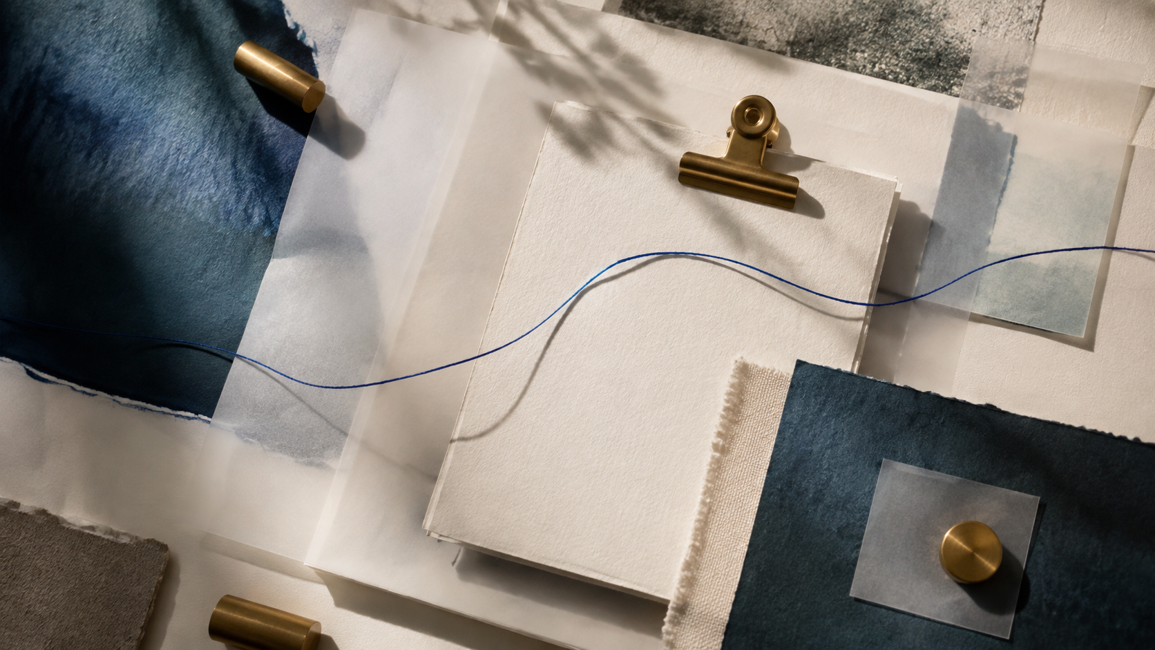 Layered message studio artwork with editorial typography